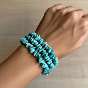 Turquoise Chipped Stone Wrap Around Bracelet